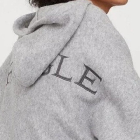 H&M X PRINGLE OF SCOTLAND Hoodie Sweater Sweatshirt Gray Women's Size Small - Picture 2 of 10